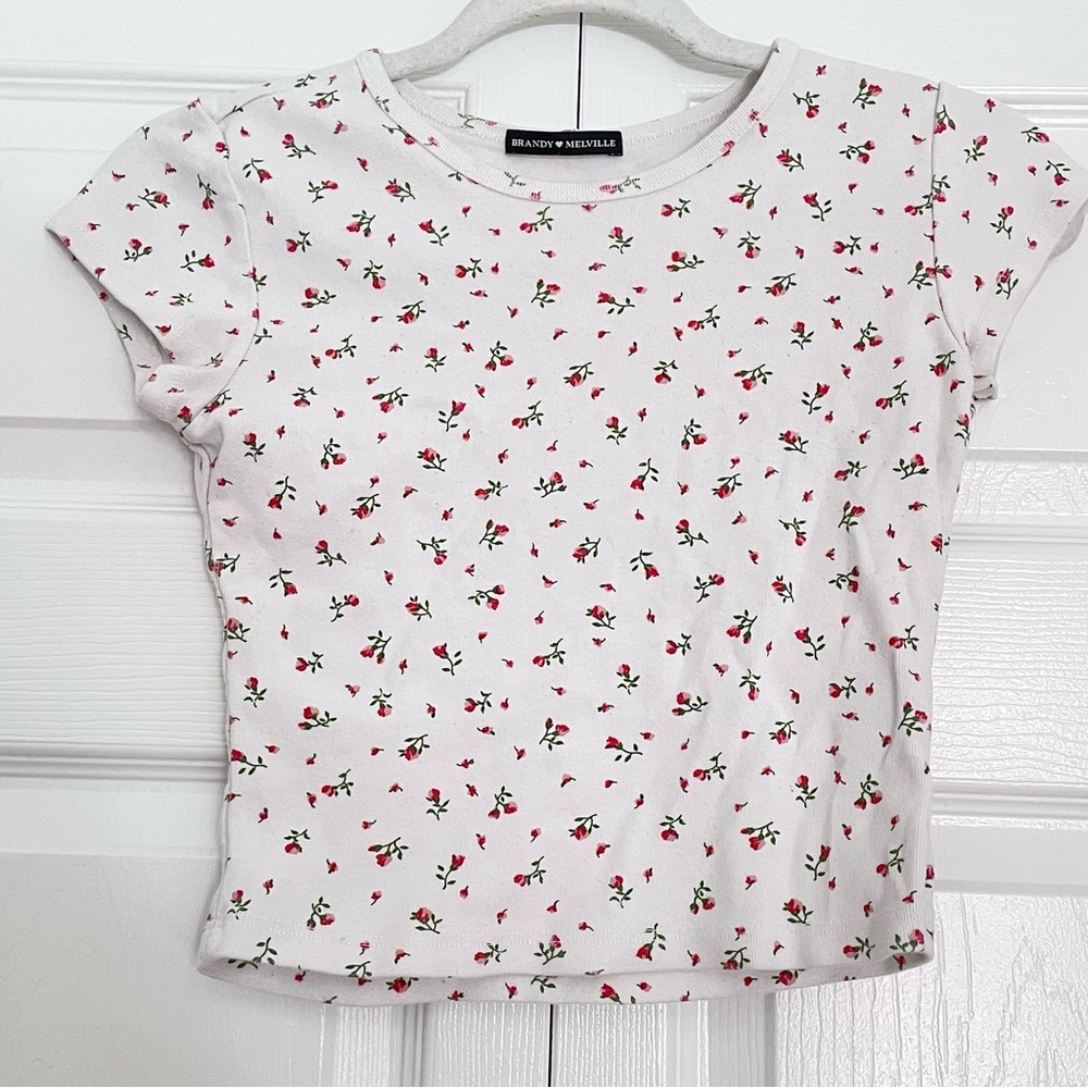 Brandy Melville Floral Cropped Tee